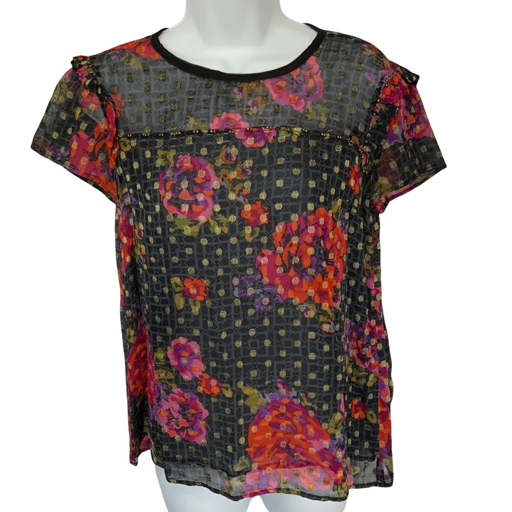 Anthropologie Light Sheer Floral Top